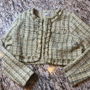 WD.NY Green and Cream Tweed Jacket